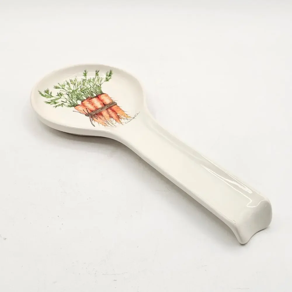 Ceramica Cuore Spoon Rest Carrots Italy Hand Painted Cottagecore Farmhouse